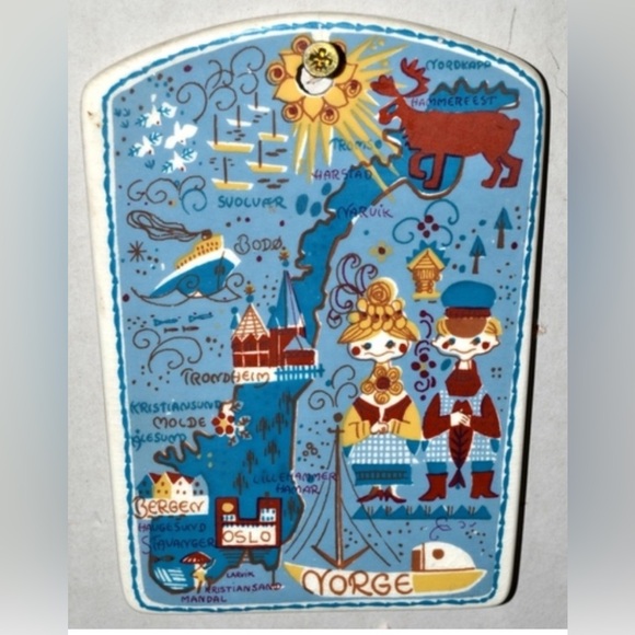 Colorful Scandinavian Folk Art Plaque